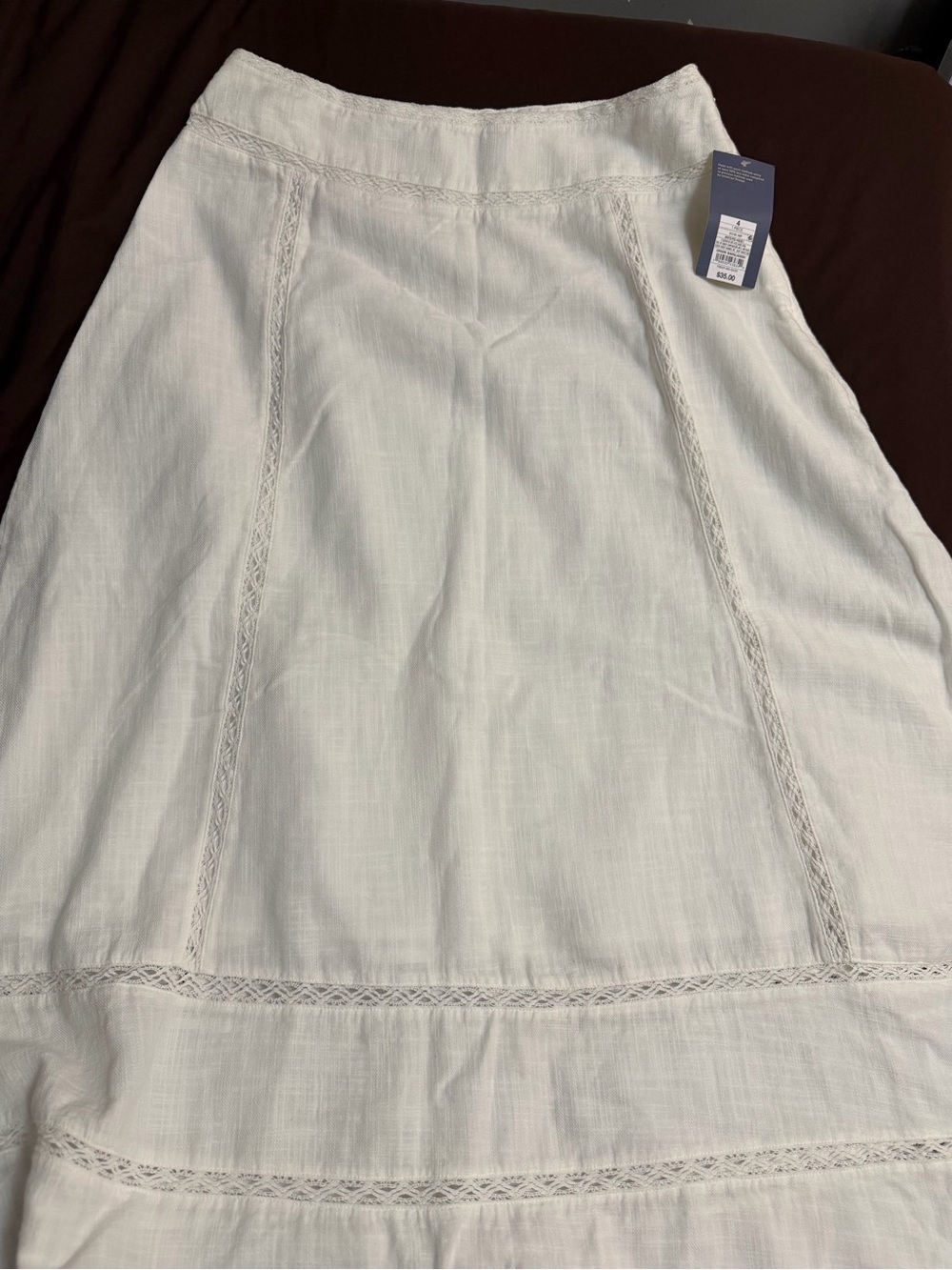 Universal Thread Cream Maxi Skirt with Lace Insets